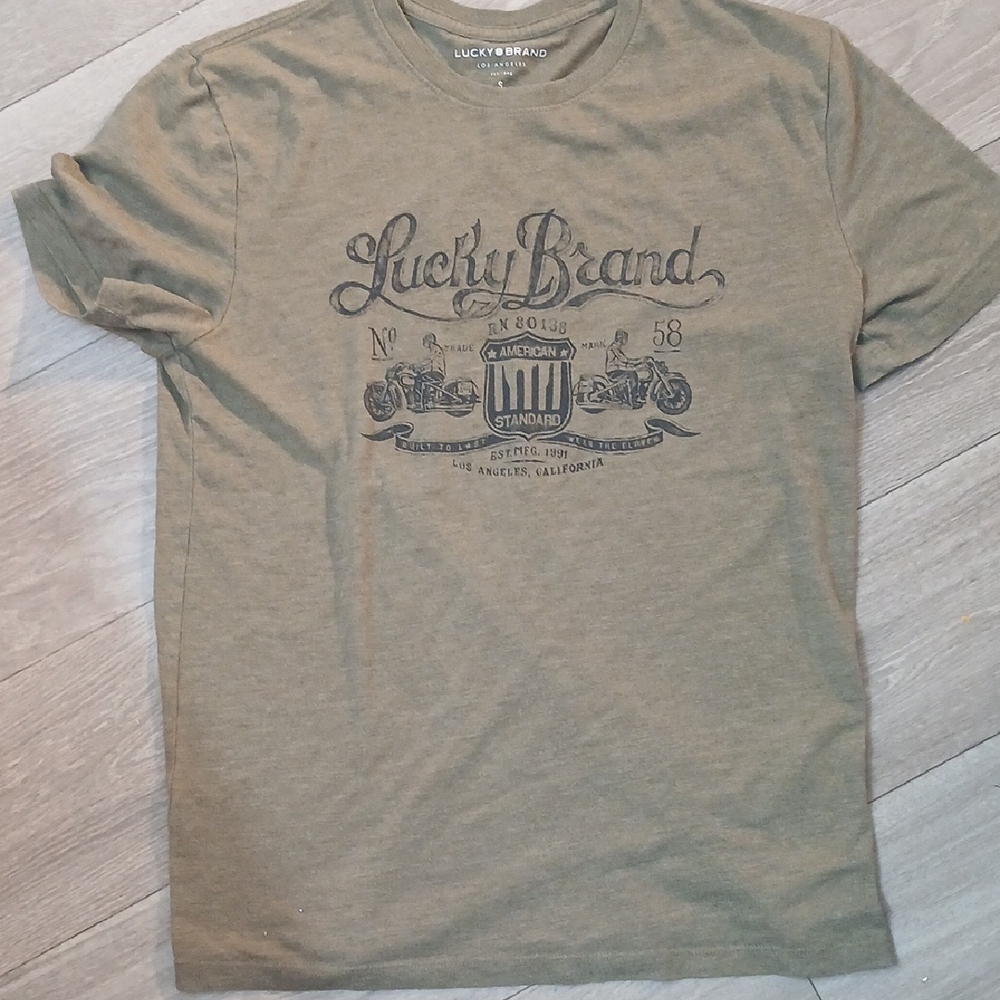 Lucky Brand Green Short Sleeve Tee with Farm Graphic